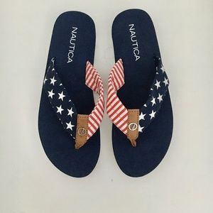 Nautica Red White and Blue Flip-Flops